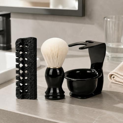 Portable Wet Shaving Setup with Nylon Bristle Brush — view 6