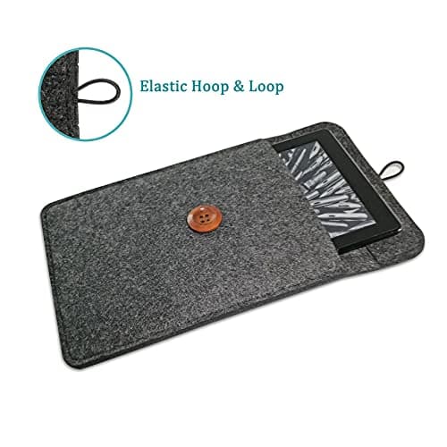 6 inch E-Reader Sleeve by Okami Products, Felt Ereader Pouch for all 5 to 6 inch E-Readers, Protective E-Book Bag/Case (Grey) — view 5