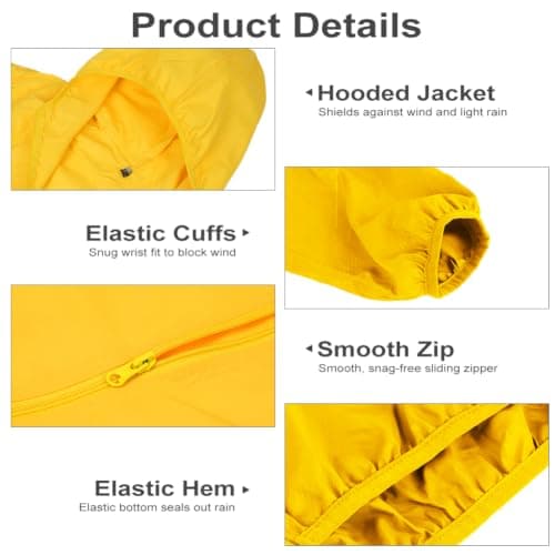 AUYAO Mens Waterproof Jackets Lightweight Hooded Rain Jacket for Outdoor — view 4
