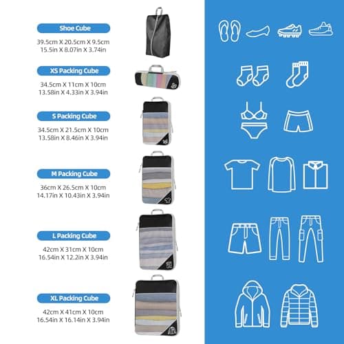 ioutdoor Packing Cubes Compression Organiser Bags Packing Bag Set Black — view 3