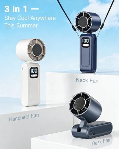 Portable Handheld Fan, High-Speed Turbo Hand Fan, 5000mAh Foldable Rechargeable Mini Personal Fan with Stepless Speed Control, LED Display, Powerful Battery Fan for Outdoor Travel Summer Gifts — view 3
