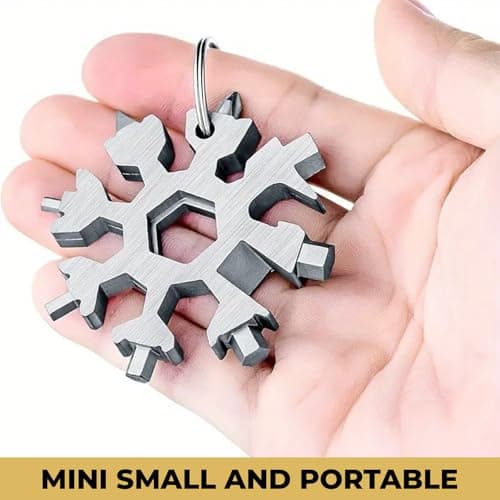 WedDecor Smart Portable 18-in-1 Snowflake Multi Tool with Screwdriver, Wrench, Bottle Opener for Outdoor Travel, Camping, Daily Tool & Keyring, Multifunctional Portable Gadget, Silver, Pack of 2 — view 4