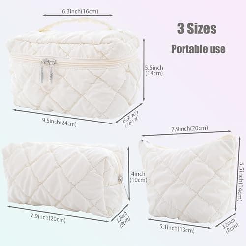 LSHYSMA 3Pcs Makeup Bag for Women,L/M/S Fluffy Cosmetic Bags Set — view 3