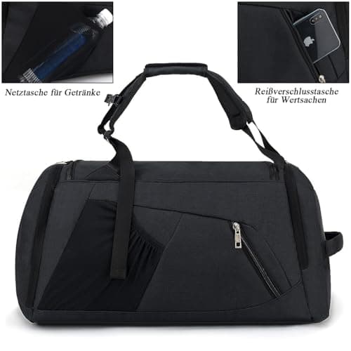 42L Waterproof Gym Bag with Shoes Compartment, Weekend Bag with Wet Pocket — view 4