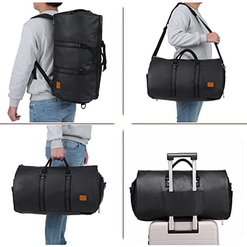 seyfocnia Convertible Travel Garment Bag,Carry on Garment Duffel Bag for Men Women - 2 in 1 Hanging Suitcase Suit Business Travel Bag, Dark Black — view 6