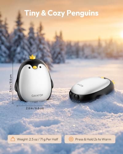 Gaiatop Magnetic Hand Warmers Rechargeable 2 Pack, Cute Penguin Design — view 2