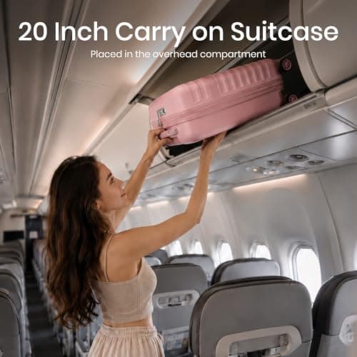Kono 55x40x20cm Cabin Suitcase 20 Inch Carry On Luggage (Pink) — view 2