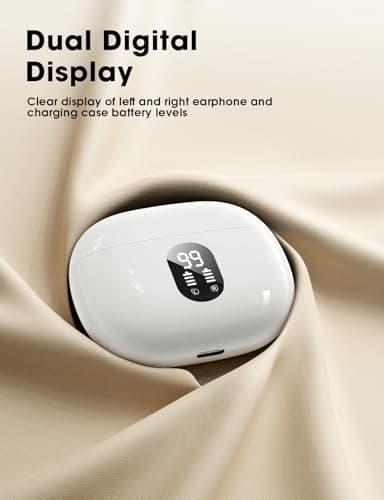 Wireless Earbuds, In Ear Buds with Hi-Fi Bass Stereo, ENC Dual Mics for AI Clear Calls 48H Playtime LED Display Lightweight Fit Touch Control, Waterproof Bluetooth Headphones 5.4 for iPhone, Android — view 5