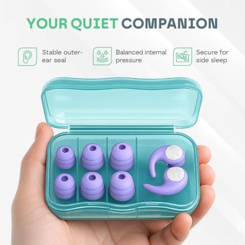 Snooze Therapy Ear Plugs for Sleep, Adjustable Reusable Earplugs (Turquoise) — view 4