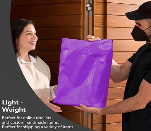LIVERPOOL ENTERPRISES LTD 100 Pcs Purple Parcel Bags – Tamper-Proof Self-Seal Mailing & Postage Bag for Shipping, Packaging & Delivery - Size 15x18 Inches — view 3