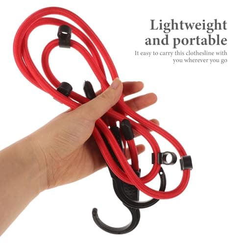 Travel Clothesline Portable Rope for Towels and Quilts, Red — view 3