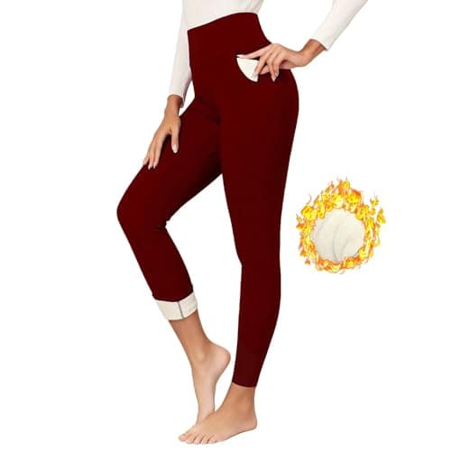 Thermal Leggings Women with Pockets High Waist Fleece Lined Tights Sport Black Leggings Warm Winter Fur Yoga Pants Tummy Control Trousers Soft Stretchy Tights Workout Gym Outdoor Running Skiing — view 2