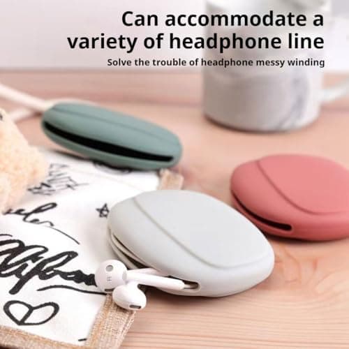 vreplrse Multi functional bag, wired earphone storage storage cable silicone bag cover, Bluetooth earphone 5-pack, White — view 4