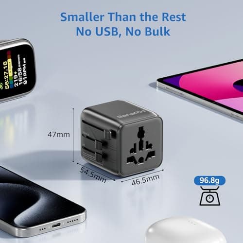 Universal Travel Adapter UK to World,1 Universal AC Socket and 1 US Socket, Universal Adapter Plug with Dual 10A Fuses, Travel Adapter Worldwide (Type A/C/G/I), for Trips in USA/Europe/AU/UK — view 6