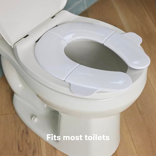 Frida Baby Fold-and-Go Potty Seat | Folding Travel Potty Seat for Boys and Girls, Fits Round & Oval Toilets, Non-Slip Base, Handles, Includes Free Travel Bag — view 2