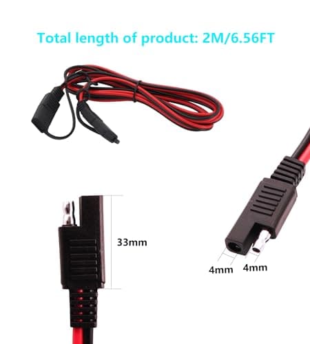 LANMINGLEL 18AWG SAE Extension Cable With Quick Connector Disconnect Plug Wire and Polarity Reverse Adapter for Solar Panel, Automotive, RV, Motorcycle, Cars, Tractor - 6.56FT — view 5