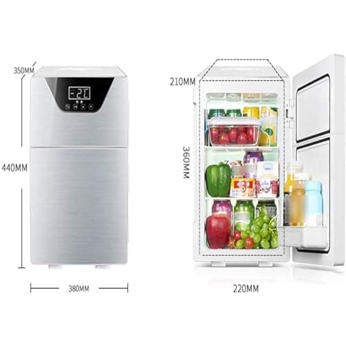 YOtat Mini Fridge Mini Fridge for Bedroom,20-Liter Mini-Fridge Cooler/Warmer for Cars Road Trips Homes Offices and Dorms Gold/Silver (Silver Triple core) — view 2