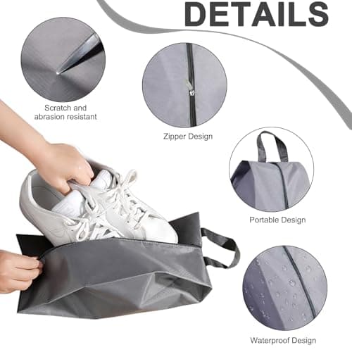 Travel Shoe Bags, 5PCS Shoe Bags for Travel, L Size Shoes Storage Bag, Unisex Shoe Pouch for Travel or Home Storage(Grey) — view 3
