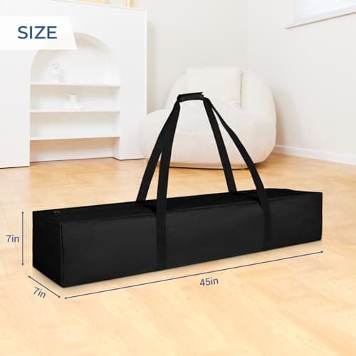 INFANZIA 36L Long Duffel Bag- 45 Inch Tripod Carrying Case Bag with Upgraded Zipper, Foldable Storage Bag for Fishing Pole, Tripod, Tent, Microphone Stands, Sturdy & Water Resistant, 45x7x7 in, Black — view 6