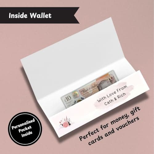 All Things Personal Personalised Wedding Money Wallet Card Set with Champagne Design, 21x10cm with Matching Envelope, Perfect for Cash and Vouchers — view 3