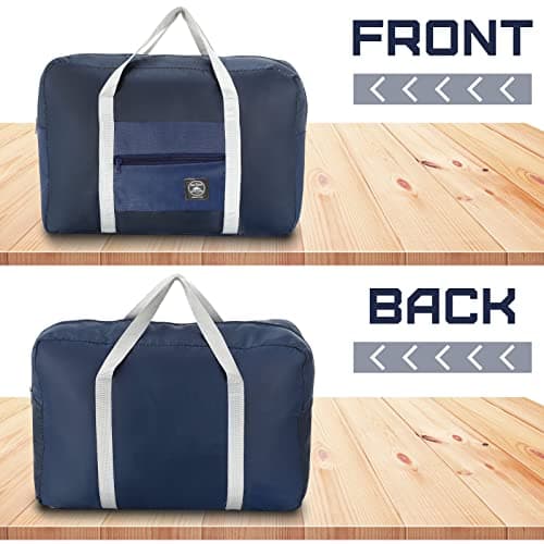 12 Pcs Foldable Travel Bags Foldable Travel Duffel Bags Waterproof Lightweight Carry on Bags for Sports Gym Weekender Outing Overnight, Navy Blue — view 6