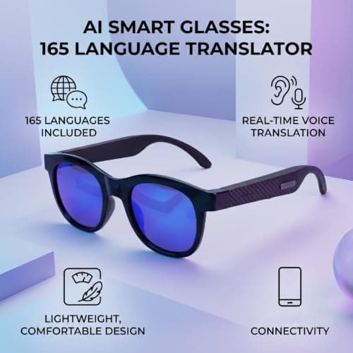 Plyisty AI Translation Glasses, 165 Language Real Time Interpreter (Blue) — view 3