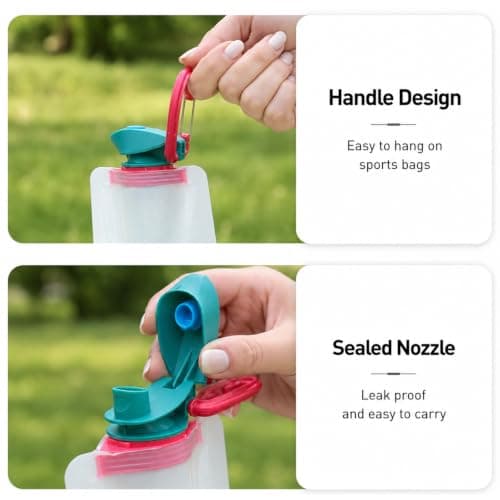 EujRcf 4PCS Collapsible Water Bottle, Foldable Water Bottles, Large Soft Flexible Foldable Reusable Water Bottles 700 Ml Water Pouch Design with Compact for Running Cycling Outdoor Sports and Travel — view 4