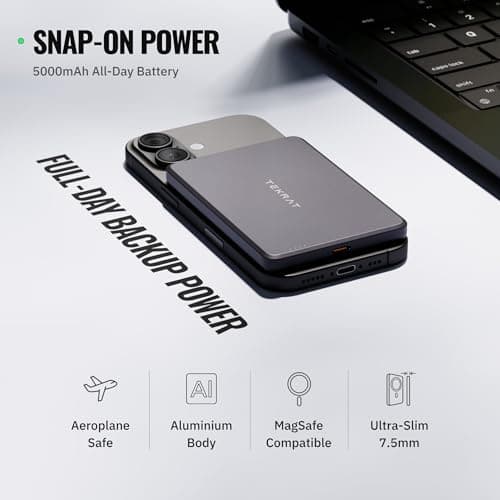 TEKRAT Slim Magnetic Power Bank for MagSafe, 5000mAh Aluminium, 20W PD — view 3