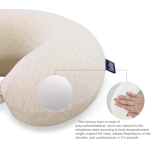 Gosider Memory Foam Neck Pillow, Plane Travel Pillow, Beige — view 5
