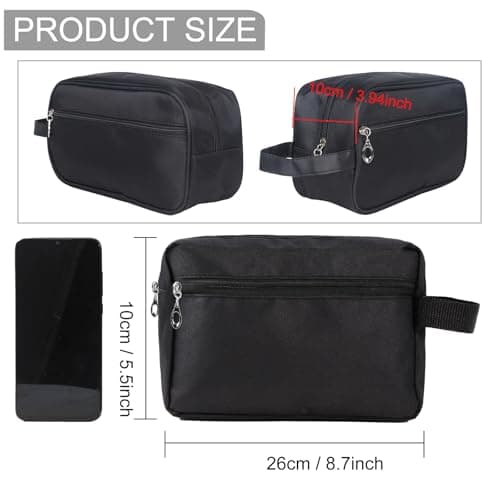 Travel Toiletry Bag for Men Large Portable Wash Bag Water-Resistant Gym Shaving Organiser Tool Bag Shower Bathroom Makeup Bag with Handle Dopp Kit for Travel Essentials Cosmetics Brushes, Black — view 4
