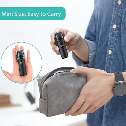 VGR 037 Mini Hair Trimmer for Men with Taper Lever and LED Display, Black — view 6