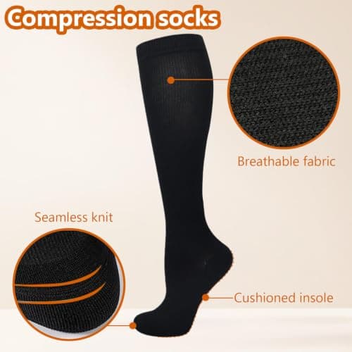 2 Pairs Compression Socks for Men Women 15–20 mmHg Flight Socks — view 6