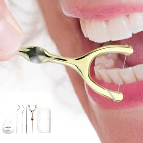 DKJEkdje Portable Toothpicks Pocket Set, Reusable Tooth Picks Flossers Dental Floss Picks Travel Tooth Picker Teeth Cleaning Kit for Adults, Rose Gold — view 6