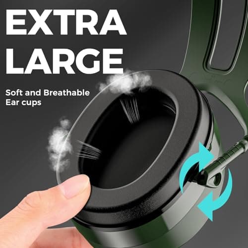 ProCase Extra Large SNR 37dB Noise Cancelling Headphones, NRR 30dB Hearing Protection Ear Muffs for Adults Noise Reduction, Wide Size Adjustment and Comfortable -Green — view 3