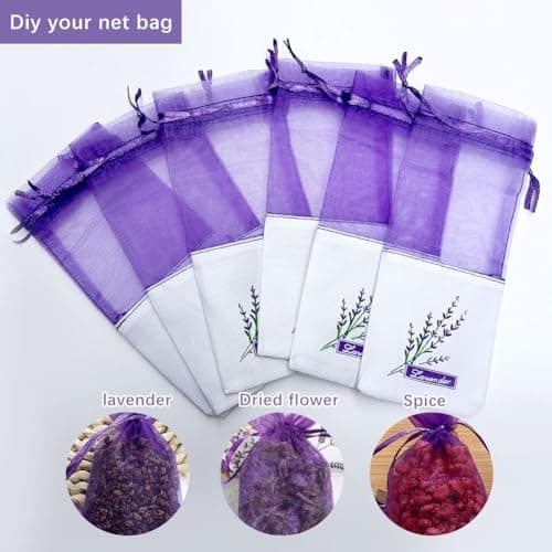 40 Pcs Empty Lavender Bags for Wardrobes, Premium Muslin Empty Sachets Bags with Drawstring, Breathable Cotton Fragrance Pouches for Closet, Potpourri, Drawers, Car & Shoes — view 4