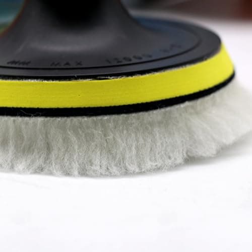 7 Pcs Wool Polishing Buffing Pads Kit 3 inch Polishing Wheel Discs with Hook & Loop Back Pad and M10 Drill Adapter, Drill Buffer Attachment for Auto Car Household Furniture Polishing Waxing Cleaning — view 5