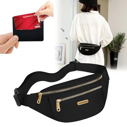 BAIYSFFG Fanny Pack Fashionable Waist Bag Unisex Fashion Waist Bag Casual Travel Bum Bag with 3 Zipper Pockets for Women Men Sports Running Hiking Jogging (Black) — view 5