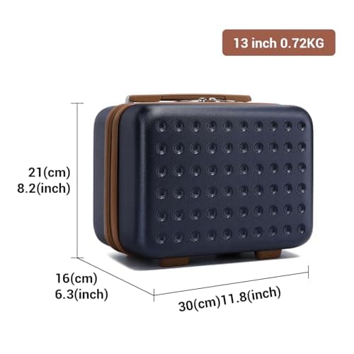 Kono Lightweight Travel Makeup Carrying Case Hard Shell Cosmetic Case Mini 13" Luggage Organizer (Navy) — view 2