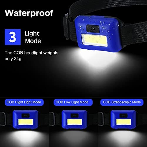Macarrie 30 Pcs LED Headlamp Flashlight for Adults Outdoor Mardi Gras Flashlight Headlamps with Adjustable Headband Waterproof Head Lights with 3 Modes 90 AAA Batteries for Forehead Work Family Camp — view 3
