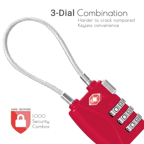 CFMOUR Suitcase Locks, 3-Dial TSA Approved Luggage Lock with Flexible Cable — view 2