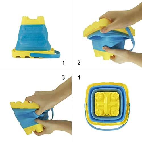 TRIXES 2PK Collapsible Bucket and Spade Set – Ideal for Holiday – Silicone Design – Minimise Space in Luggage – Premium Quality Childrens Holiday Essential – Summer Gift - 6-pieces — view 5