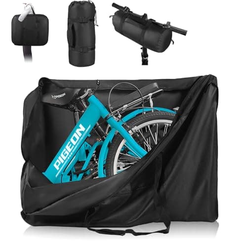 Folding Bike Travel Bag Waterproof,20inch Portable Folding Cycling Bags,Multifunctional Bicycle Carrying Transport Case with Strong Webbing for Airplane Car Shipping,Bike Accessories with Handleba Bag