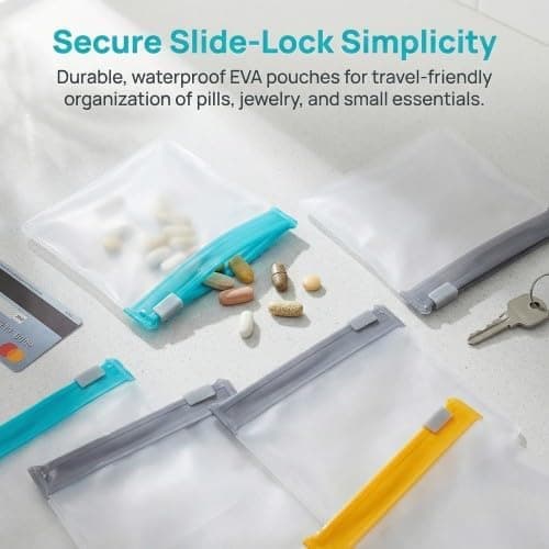 Merzio 14 Pcs Reusable Zip Seal Pill Bags for Travel, Small Storage Pouches — view 6