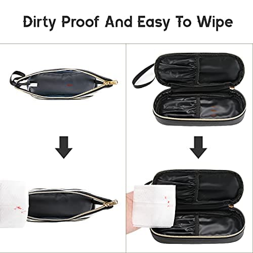 Clear Makeup Bag with Brushes Compartment Travel Toiletry Bag 2 Layer Black — view 5