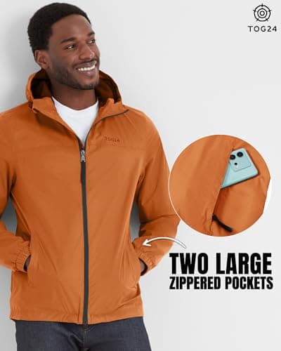 TOG24 Craven Mens Windproof Breathable Waterproof Jacket, Packaway Hood Zip — view 5