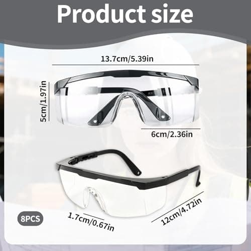 8 Pack Safety Glasses, Adjustable Anti-Fog Protective Eyewear with Clear Polycarbonate Lenses, Lightweight Safety Goggles for DIY, Laboratory, Construction, Gardening, Sports and Workshop Us — view 3
