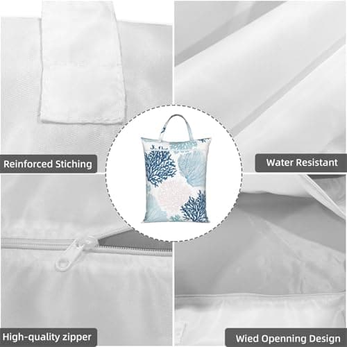 Blue Coral Nautical Teal Sea Coral,Travel Dirty Laundry Bag Foldable Dirty Clothes Bag Durable Storage Bag — view 5