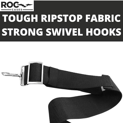 ROC Cases Adjustable Shoulder Strap for Flight Cases – Black Padded Carry Strap with Metal Swivel Hooks, 92–140cm — view 3