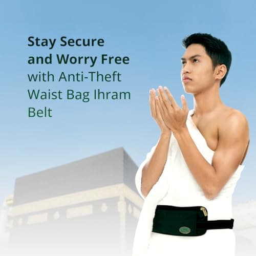 Hajj Safe Anti-Theft Hajj & Umrah Waist Bag & Ihram Belt for Men (Black) — view 2