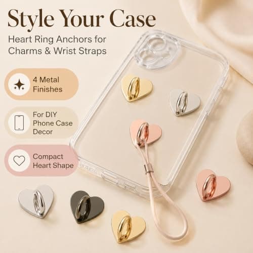 20 Pack Phone Case Charm Hook, Sturdy Adhesive Heart Loop Stand, Beautiful E-Reader Aesthetic Accessories & Tablet Decorations — view 5